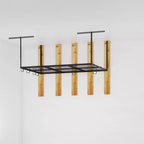 Rack di stoccaggio a soffitto per garage da 91x183 cm con 8 ganci accessori nero