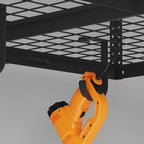 Rack di stoccaggio a soffitto per garage da 91x183 cm con 8 ganci accessori nero