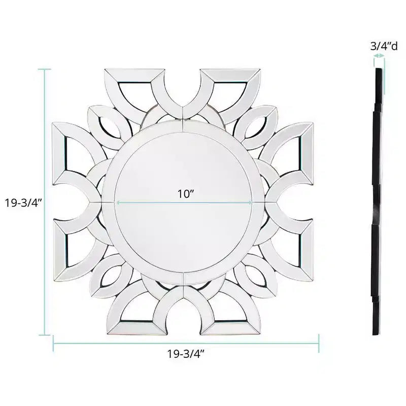 Specchio da parete rotondo Eduina da 50,17x50,17 cm con motivo a taglio simmetrico