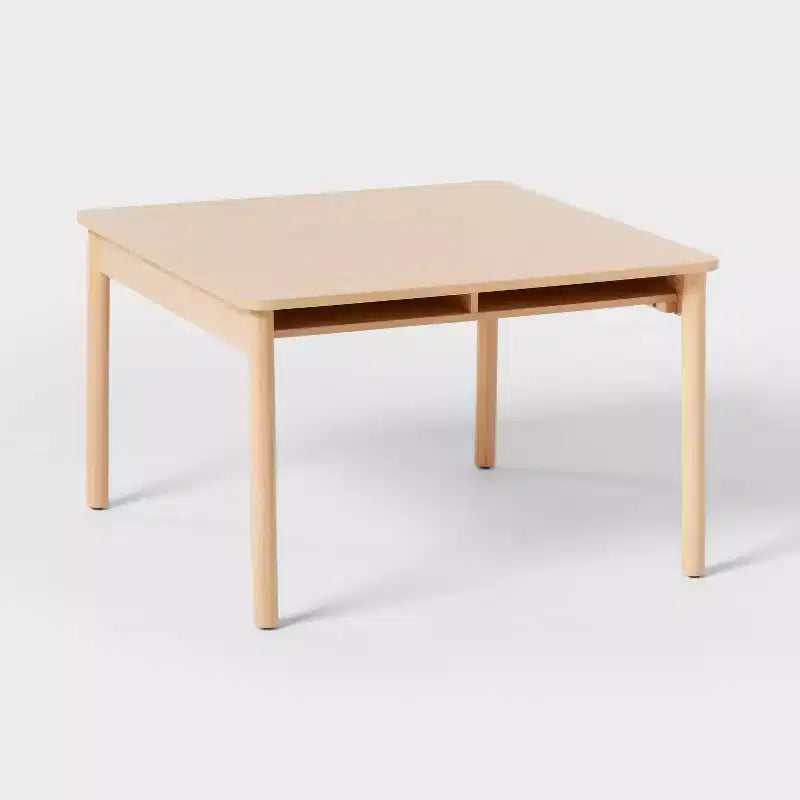 Tavolo e sedie per bambini in legno naturale, set da 2 pezzi