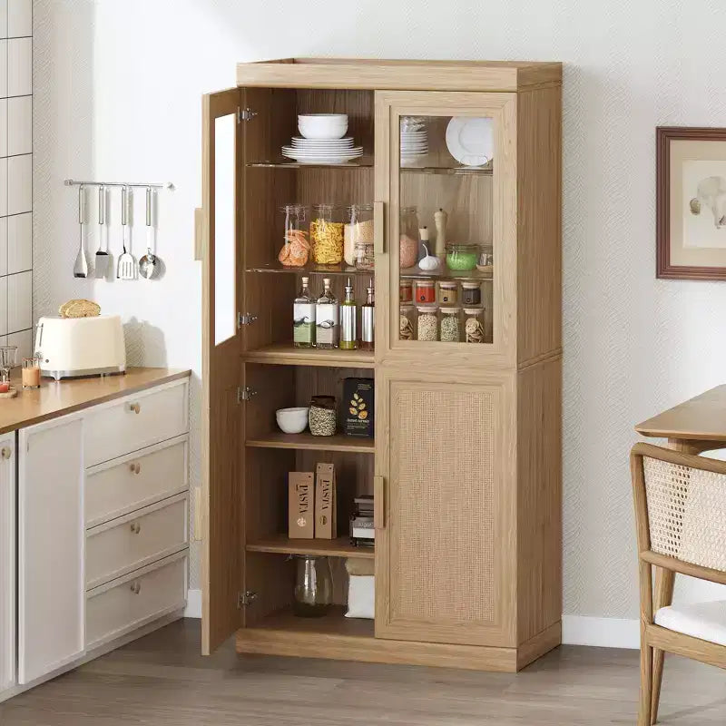 Dispensa da Cucina in Legno con Ripiani Regolabili