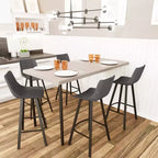 Sgabello da Bar Elland in Pelle - Sgabello Moderno ad Altezza Contatore con Gambe e Poggiapiedi in Ferro per Cucina, Bar e Pub