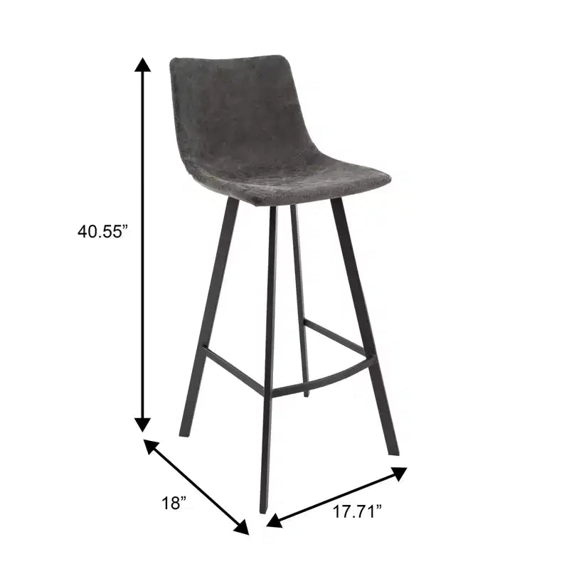 Sgabello da Bar Elland in Pelle - Sgabello Moderno ad Altezza Contatore con Gambe e Poggiapiedi in Ferro per Cucina, Bar e Pub