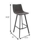 Sgabello da Bar Elland in Pelle - Sgabello Moderno ad Altezza Contatore con Gambe e Poggiapiedi in Ferro per Cucina, Bar e Pub