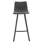 Sgabello da Bar Elland in Pelle - Sgabello Moderno ad Altezza Contatore con Gambe e Poggiapiedi in Ferro per Cucina, Bar e Pub