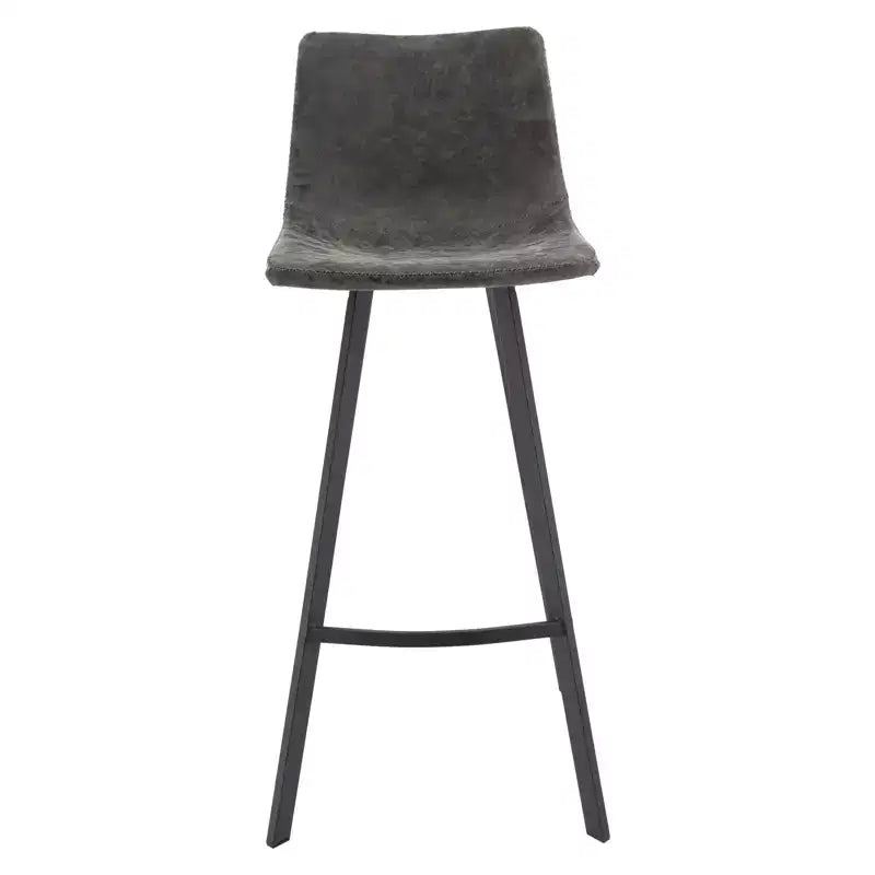 Sgabello da Bar Elland in Pelle - Sgabello Moderno ad Altezza Contatore con Gambe e Poggiapiedi in Ferro per Cucina, Bar e Pub