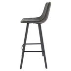 Sgabello da Bar Elland in Pelle - Sgabello Moderno ad Altezza Contatore con Gambe e Poggiapiedi in Ferro per Cucina, Bar e Pub