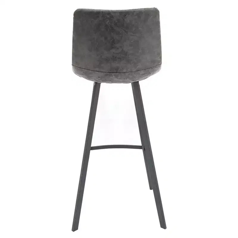Sgabello da Bar Elland in Pelle - Sgabello Moderno ad Altezza Contatore con Gambe e Poggiapiedi in Ferro per Cucina, Bar e Pub