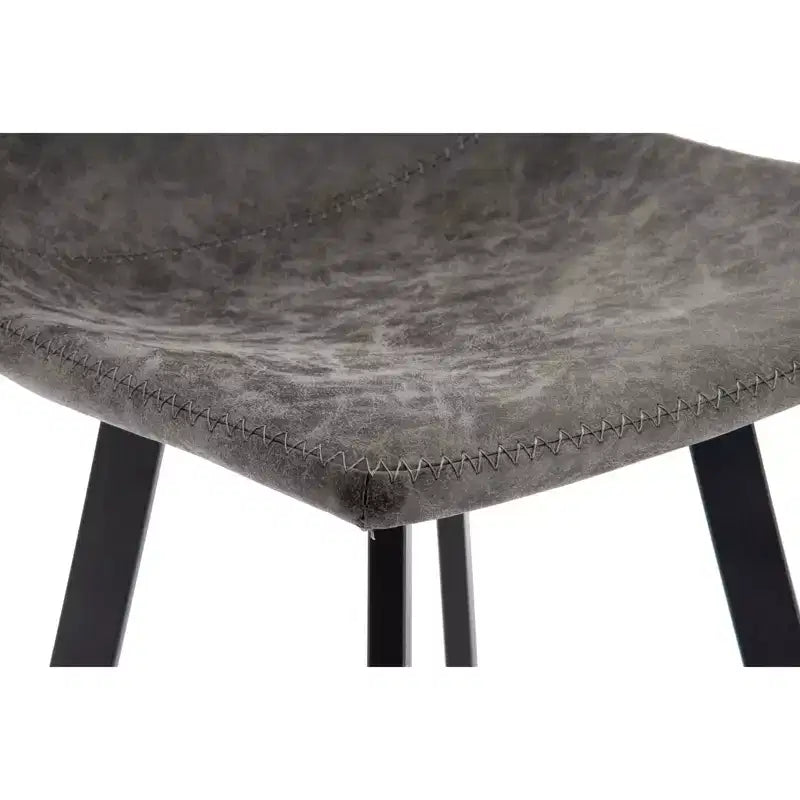 Sgabello da Bar Elland in Pelle - Sgabello Moderno ad Altezza Contatore con Gambe e Poggiapiedi in Ferro per Cucina, Bar e Pub