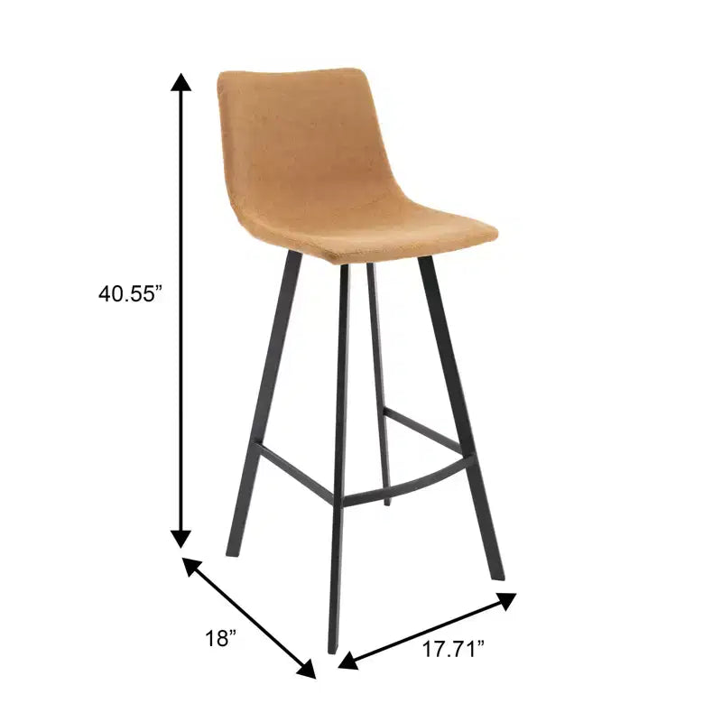 Sgabello da Bar Elland in Pelle - Sgabello Moderno ad Altezza Contatore con Gambe e Poggiapiedi in Ferro per Cucina, Bar e Pub