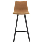 Sgabello da Bar Elland in Pelle - Sgabello Moderno ad Altezza Contatore con Gambe e Poggiapiedi in Ferro per Cucina, Bar e Pub