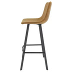 Sgabello da Bar Elland in Pelle - Sgabello Moderno ad Altezza Contatore con Gambe e Poggiapiedi in Ferro per Cucina, Bar e Pub