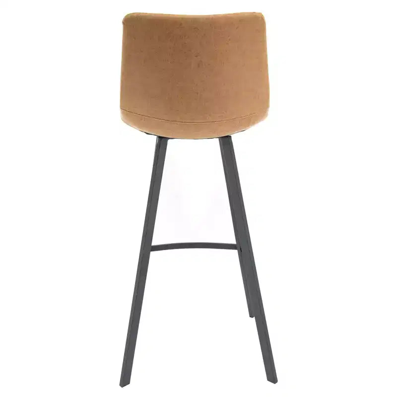 Sgabello da Bar Elland in Pelle - Sgabello Moderno ad Altezza Contatore con Gambe e Poggiapiedi in Ferro per Cucina, Bar e Pub