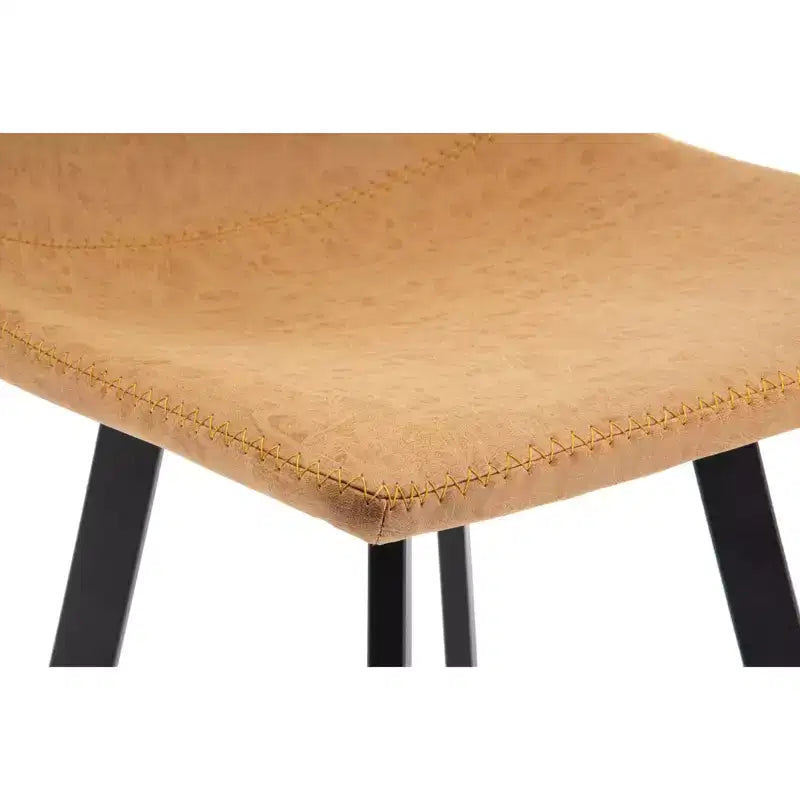 Sgabello da Bar Elland in Pelle - Sgabello Moderno ad Altezza Contatore con Gambe e Poggiapiedi in Ferro per Cucina, Bar e Pub