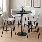 Sgabello da Bar Elland in Pelle - Sgabello Moderno ad Altezza Contatore con Gambe e Poggiapiedi in Ferro per Cucina, Bar e Pub
