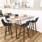 Sgabello da Bar Elland in Pelle - Sgabello Moderno ad Altezza Contatore con Gambe e Poggiapiedi in Ferro per Cucina, Bar e Pub