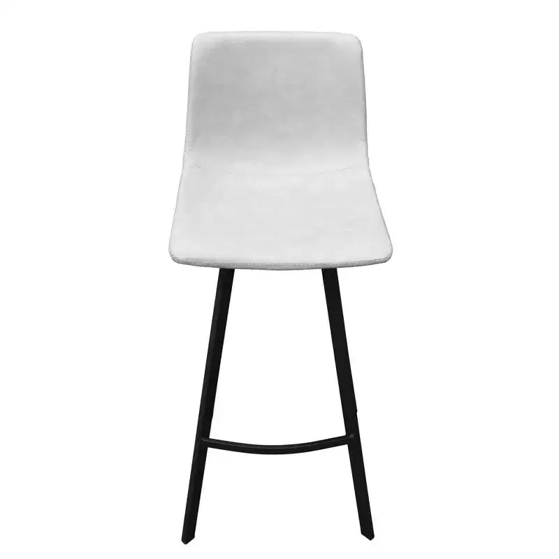Sgabello da Bar Elland in Pelle - Sgabello Moderno ad Altezza Contatore con Gambe e Poggiapiedi in Ferro per Cucina, Bar e Pub