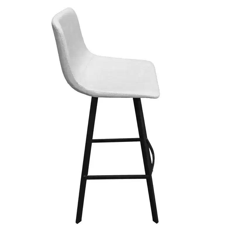 Sgabello da Bar Elland in Pelle - Sgabello Moderno ad Altezza Contatore con Gambe e Poggiapiedi in Ferro per Cucina, Bar e Pub