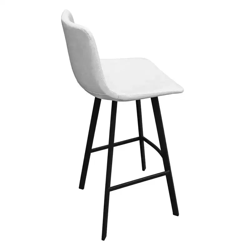 Sgabello da Bar Elland in Pelle - Sgabello Moderno ad Altezza Contatore con Gambe e Poggiapiedi in Ferro per Cucina, Bar e Pub