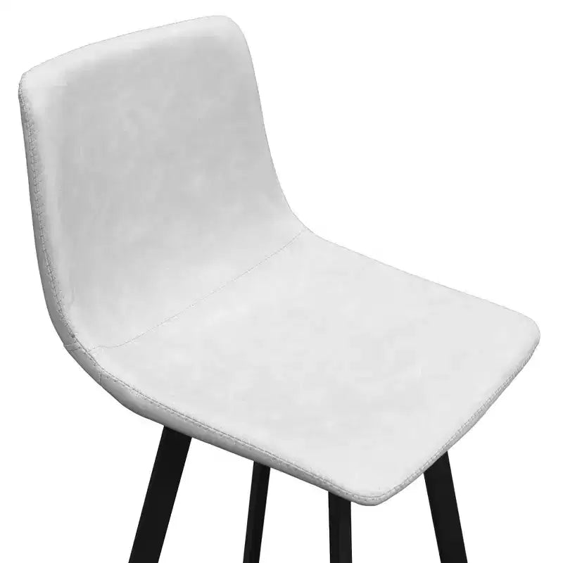 Sgabello da Bar Elland in Pelle - Sgabello Moderno ad Altezza Contatore con Gambe e Poggiapiedi in Ferro per Cucina, Bar e Pub