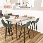 Sgabello da Bar Elland in Pelle - Sgabello Moderno ad Altezza Contatore con Gambe e Poggiapiedi in Ferro per Cucina, Bar e Pub