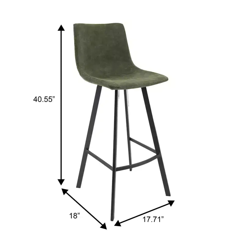 Sgabello da Bar Elland in Pelle - Sgabello Moderno ad Altezza Contatore con Gambe e Poggiapiedi in Ferro per Cucina, Bar e Pub
