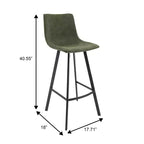 Sgabello da Bar Elland in Pelle - Sgabello Moderno ad Altezza Contatore con Gambe e Poggiapiedi in Ferro per Cucina, Bar e Pub