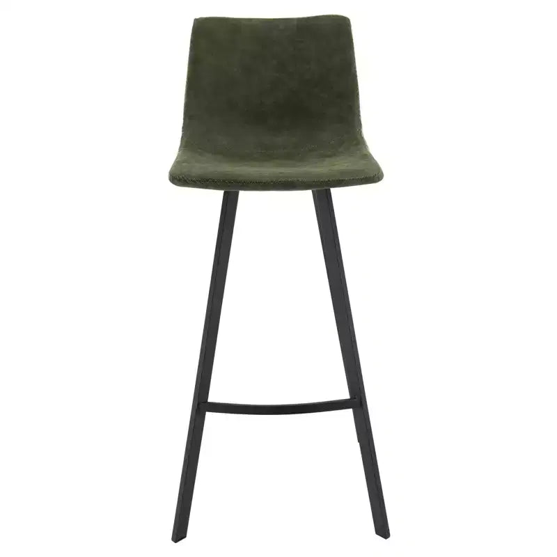 Sgabello da Bar Elland in Pelle - Sgabello Moderno ad Altezza Contatore con Gambe e Poggiapiedi in Ferro per Cucina, Bar e Pub