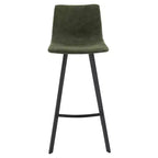 Sgabello da Bar Elland in Pelle - Sgabello Moderno ad Altezza Contatore con Gambe e Poggiapiedi in Ferro per Cucina, Bar e Pub