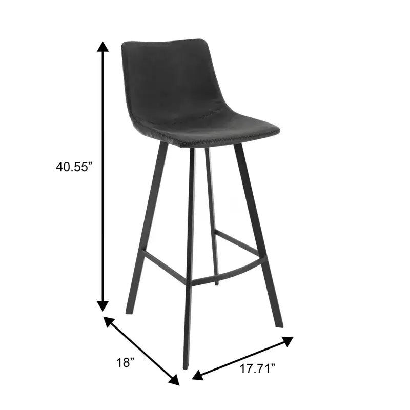 Sgabello da Bar Elland in Pelle - Sgabello Moderno ad Altezza Contatore con Gambe e Poggiapiedi in Ferro per Cucina, Bar e Pub