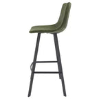 Sgabello da Bar Elland in Pelle - Sgabello Moderno ad Altezza Contatore con Gambe e Poggiapiedi in Ferro per Cucina, Bar e Pub