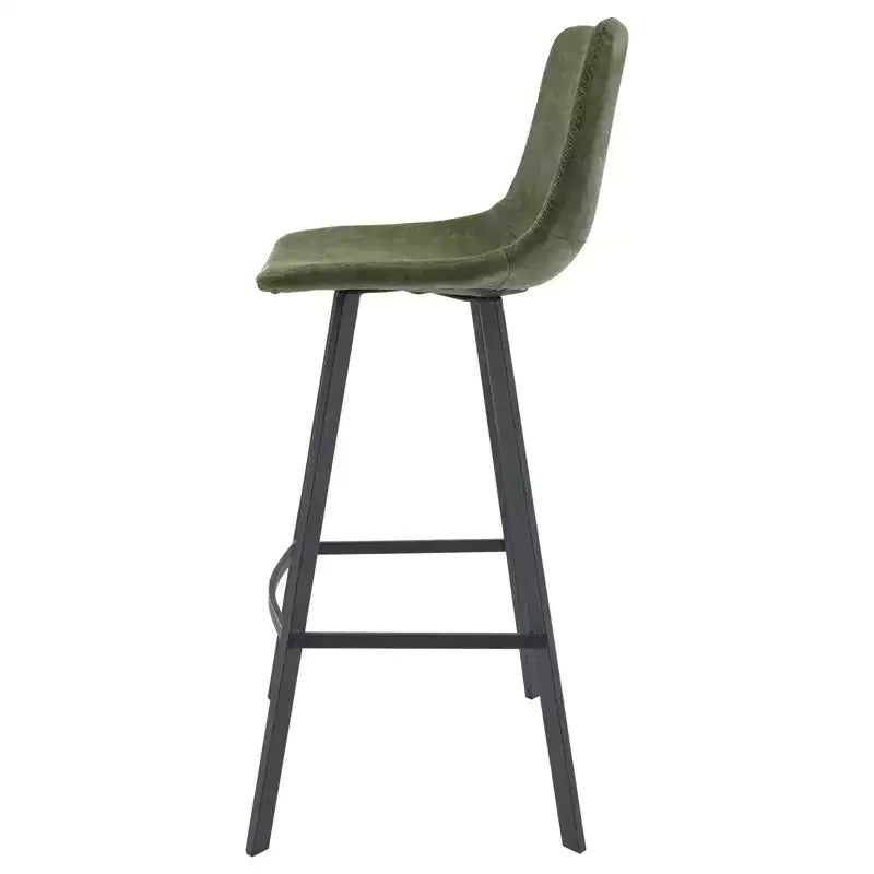 Sgabello da Bar Elland in Pelle - Sgabello Moderno ad Altezza Contatore con Gambe e Poggiapiedi in Ferro per Cucina, Bar e Pub