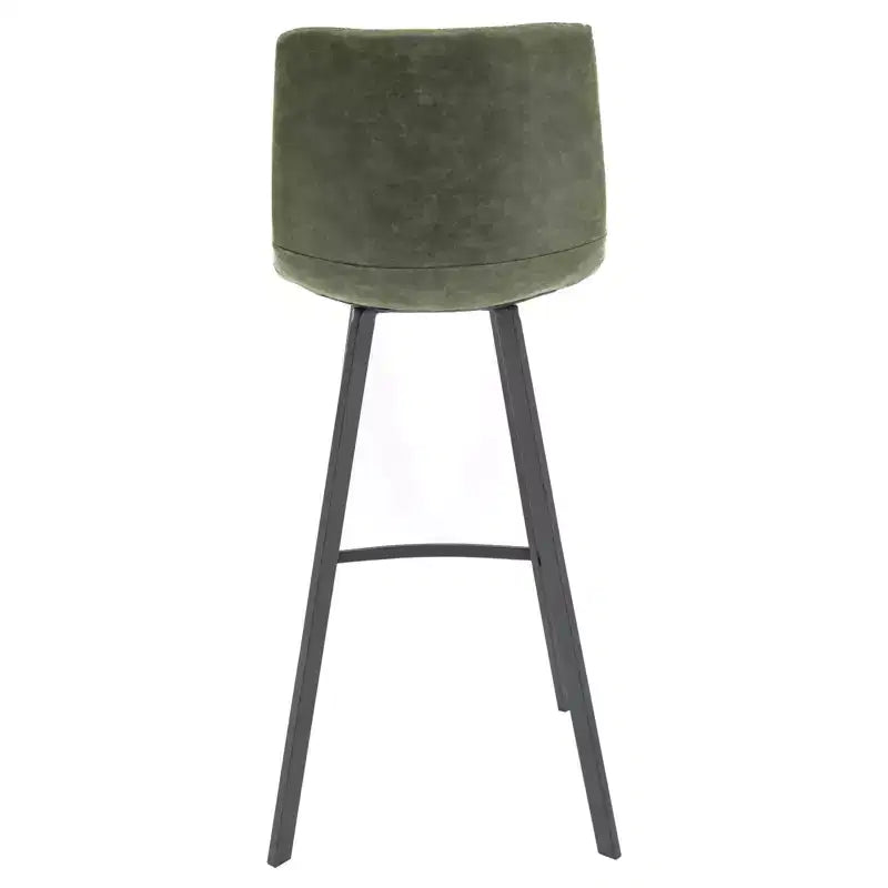 Sgabello da Bar Elland in Pelle - Sgabello Moderno ad Altezza Contatore con Gambe e Poggiapiedi in Ferro per Cucina, Bar e Pub