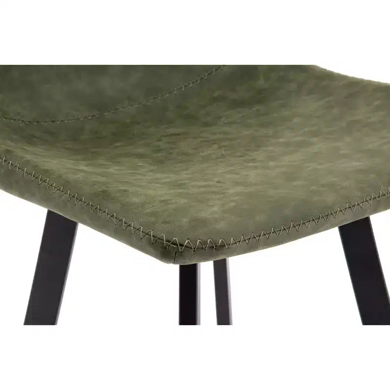 Sgabello da Bar Elland in Pelle - Sgabello Moderno ad Altezza Contatore con Gambe e Poggiapiedi in Ferro per Cucina, Bar e Pub