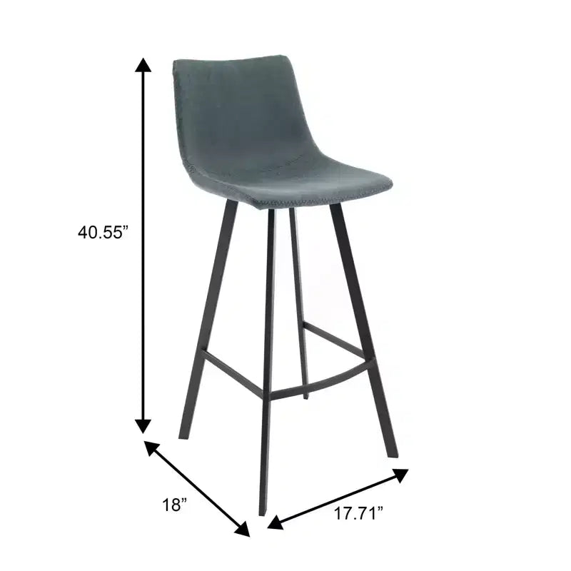 Sgabello da Bar Elland in Pelle - Sgabello Moderno ad Altezza Contatore con Gambe e Poggiapiedi in Ferro per Cucina, Bar e Pub
