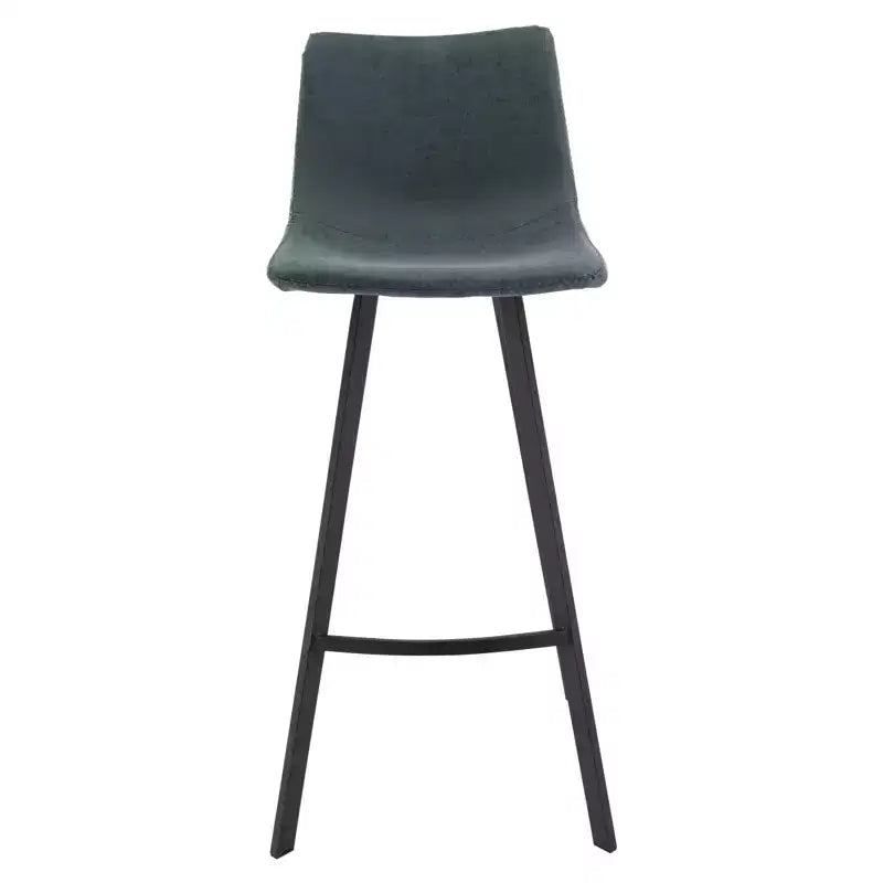 Sgabello da Bar Elland in Pelle - Sgabello Moderno ad Altezza Contatore con Gambe e Poggiapiedi in Ferro per Cucina, Bar e Pub