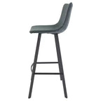 Sgabello da Bar Elland in Pelle - Sgabello Moderno ad Altezza Contatore con Gambe e Poggiapiedi in Ferro per Cucina, Bar e Pub