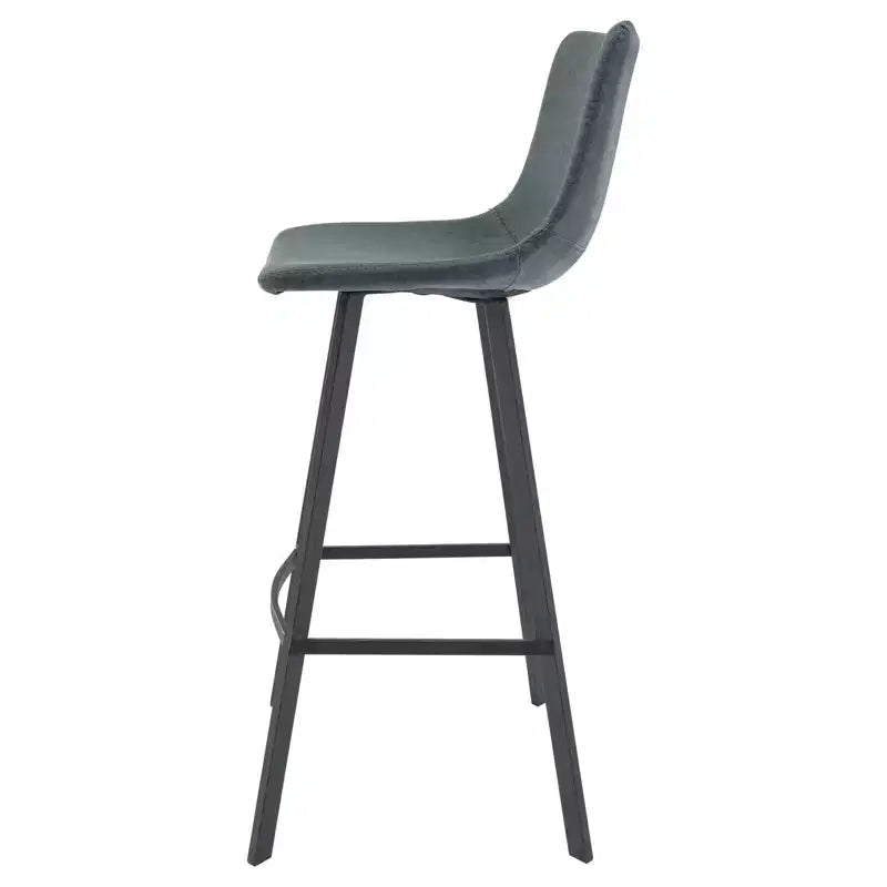 Sgabello da Bar Elland in Pelle - Sgabello Moderno ad Altezza Contatore con Gambe e Poggiapiedi in Ferro per Cucina, Bar e Pub