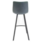 Sgabello da Bar Elland in Pelle - Sgabello Moderno ad Altezza Contatore con Gambe e Poggiapiedi in Ferro per Cucina, Bar e Pub