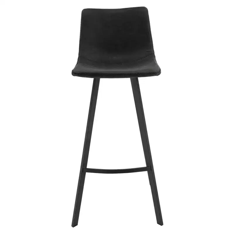 Sgabello da Bar Elland in Pelle - Sgabello Moderno ad Altezza Contatore con Gambe e Poggiapiedi in Ferro per Cucina, Bar e Pub