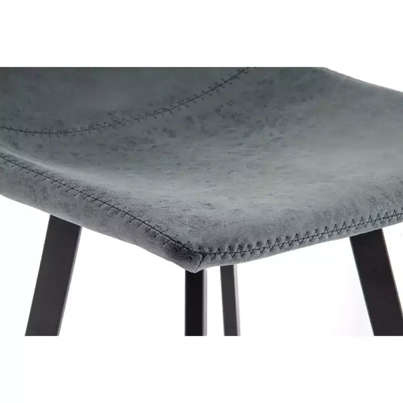 Sgabello da Bar Elland in Pelle - Sgabello Moderno ad Altezza Contatore con Gambe e Poggiapiedi in Ferro per Cucina, Bar e Pub