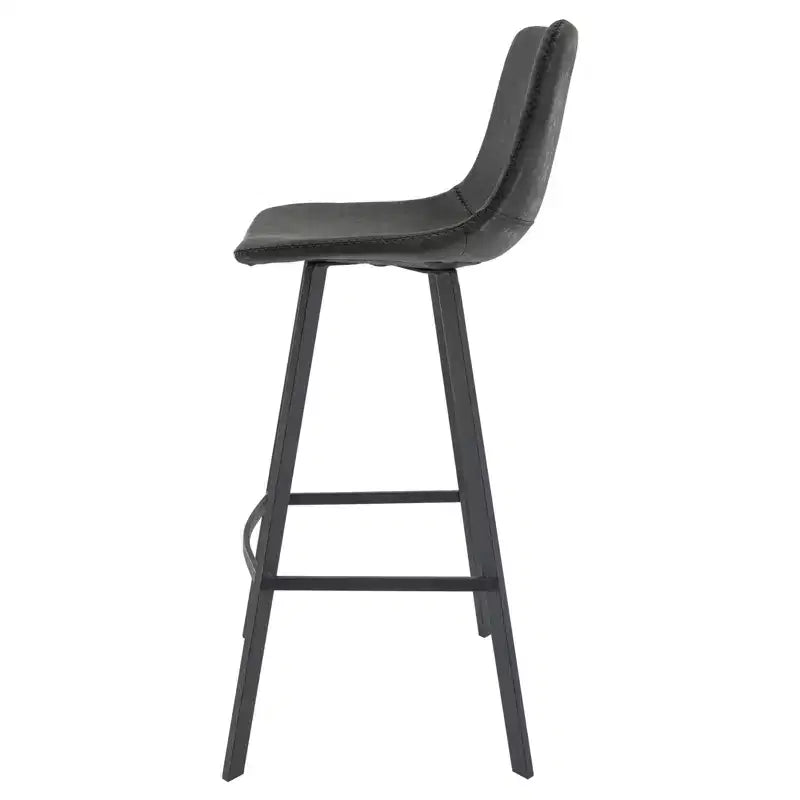 Sgabello da Bar Elland in Pelle - Sgabello Moderno ad Altezza Contatore con Gambe e Poggiapiedi in Ferro per Cucina, Bar e Pub