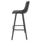 Sgabello da Bar Elland in Pelle - Sgabello Moderno ad Altezza Contatore con Gambe e Poggiapiedi in Ferro per Cucina, Bar e Pub