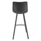 Sgabello da Bar Elland in Pelle - Sgabello Moderno ad Altezza Contatore con Gambe e Poggiapiedi in Ferro per Cucina, Bar e Pub