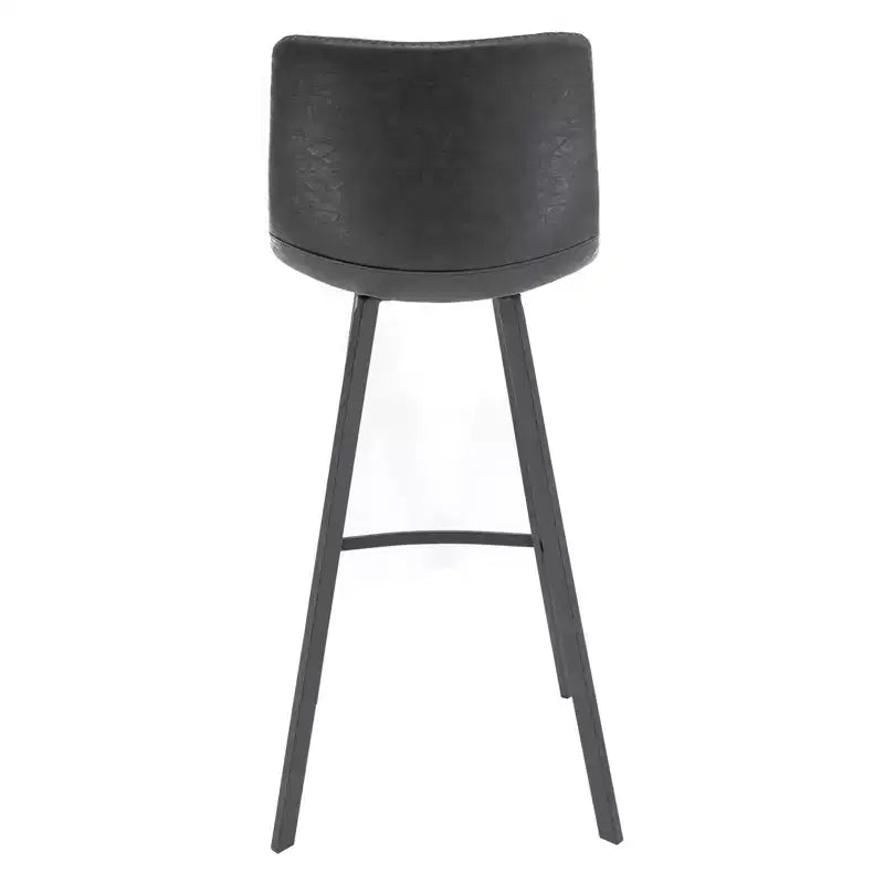 Sgabello da Bar Elland in Pelle - Sgabello Moderno ad Altezza Contatore con Gambe e Poggiapiedi in Ferro per Cucina, Bar e Pub