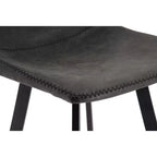 Sgabello da Bar Elland in Pelle - Sgabello Moderno ad Altezza Contatore con Gambe e Poggiapiedi in Ferro per Cucina, Bar e Pub