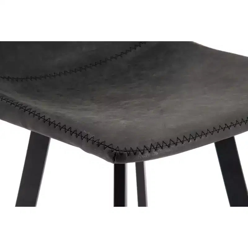 Sgabello da Bar Elland in Pelle - Sgabello Moderno ad Altezza Contatore con Gambe e Poggiapiedi in Ferro per Cucina, Bar e Pub