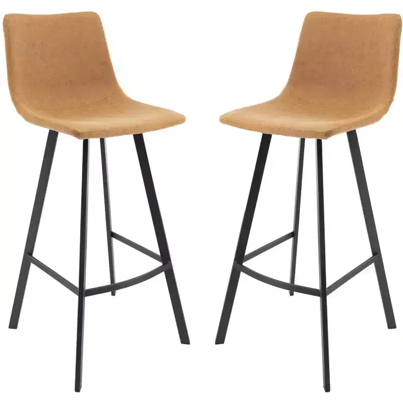 Sgabello da Bar Elland in Pelle - Sgabello Moderno ad Altezza Contatore con Gambe e Poggiapiedi in Ferro per Cucina, Bar e Pub