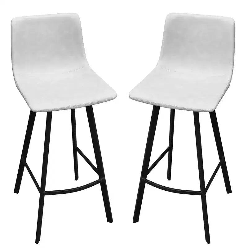 Sgabello da Bar Elland in Pelle - Sgabello Moderno ad Altezza Contatore con Gambe e Poggiapiedi in Ferro per Cucina, Bar e Pub