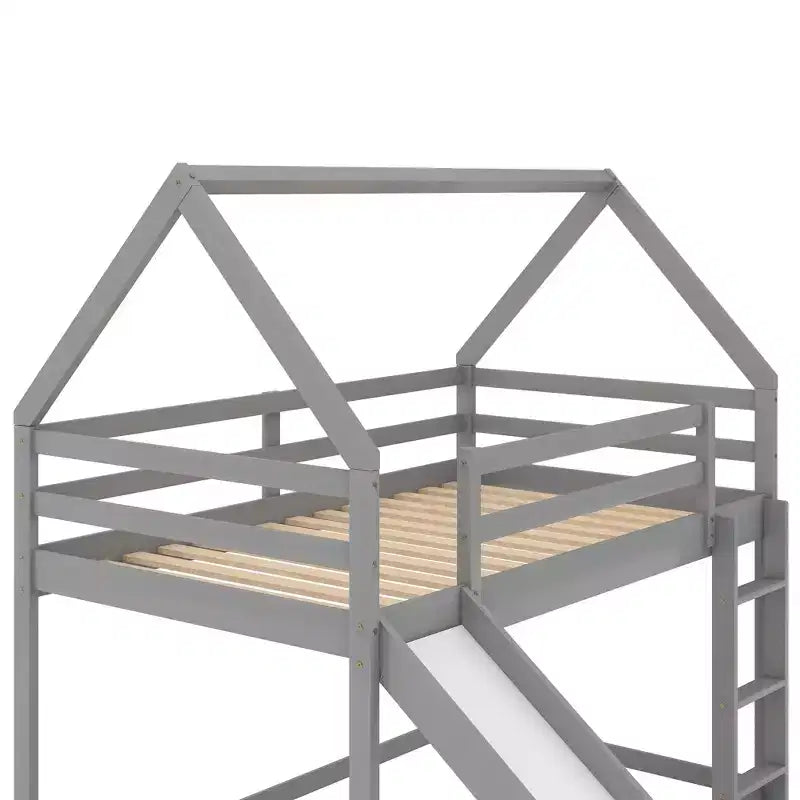 Letto a Castello a Misura di Letto Singolo per Bambini con Scivolo e Scaletta